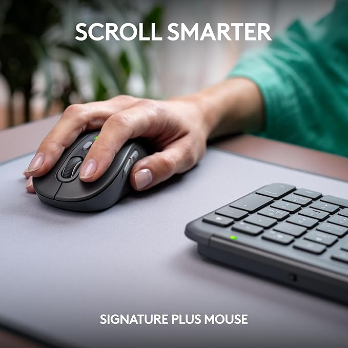 Logitech MK955 Signature Slim Wireless Keyboard and Mouse Combo, for Larger Hands, Quiet Typing and Clicking, Switch Across Three Devices, Bluetooth, Multi-OS, for Windows and Mac