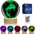 LQYHZCZQ 3D Axolotl Crystal Ball Night Light with 16 Color LED Wooden Base with Remote Control, 3.15 Inch Crystal Ball Night Light