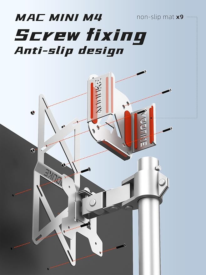 AODUKE Aluminum Alloy Mac mini M4 VESA Bracket, Mac mini 2024 Dock Stand, Mac mini M4 Pro VESA Monitor Arm Extension Plate, Compatible with 75X75/100X100MM Hole Distance-BW-MAX2