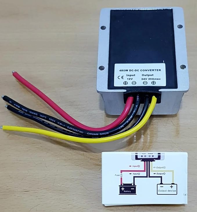480W 20A DC-DC Boost Converter,12V to 24V Step-Up Voltage Regulator with Waterproof & Short Circuit Protection for Trucks, Golf Carts
