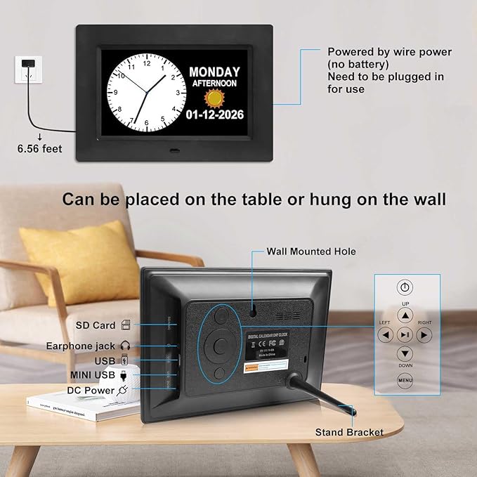 Jaihonda Dementia Clock for Seniors Digital Clock with Date and Time for Elderly-15 Alarms Level 5 Brightness Large Number Display Alzheimers Clock Calendar Day Clocks