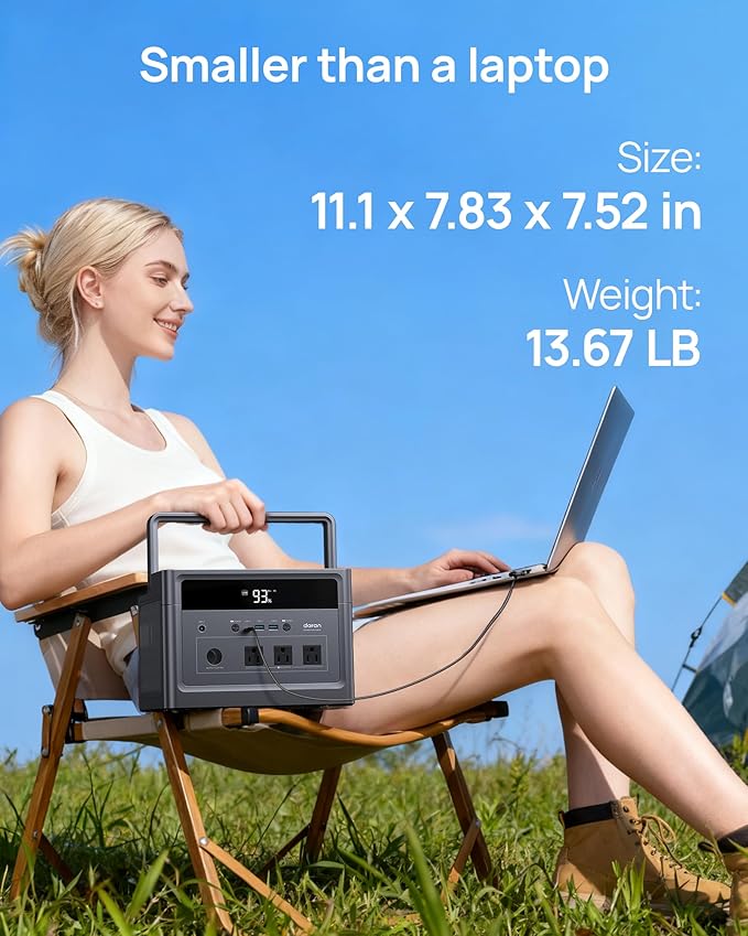 Portable Power Station 600W (1200W Surge), 576Wh LiFePO4 Battery, 100W USB-C PD Fast Charg, Solar Generator for Home Emergency, Camping, RV