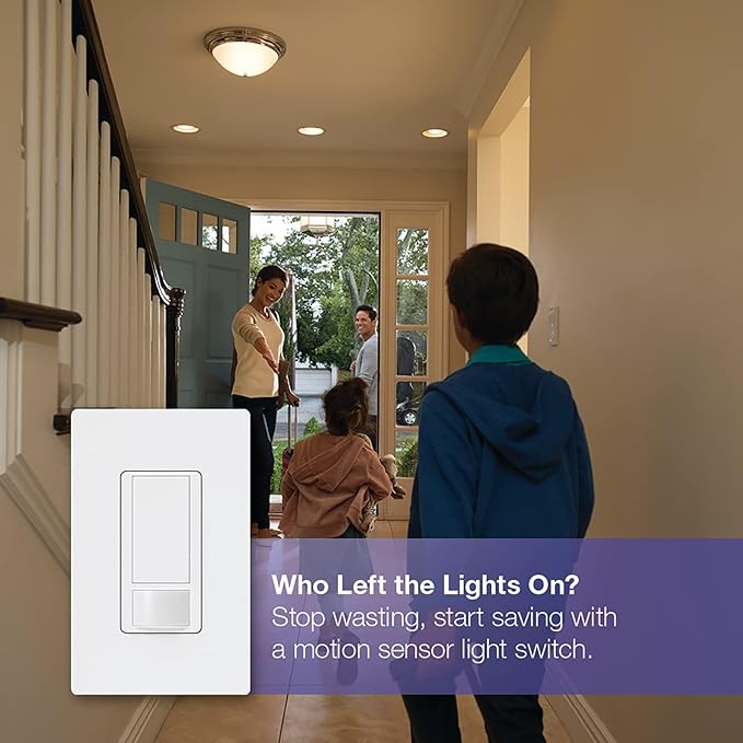 Lutron Maestro Motion Sensor Light Switch Indoor for Bathroom, Garage, Laundry Room, Closet, Occupancy Sensor Light Switch, Single-Pole, No Neutral, MS-OPS5M-IV