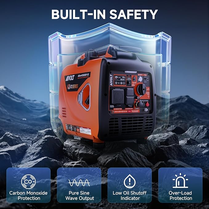 Dual Fuel Inverter Generator 4300W with Wheel Kit, Portable Generator 3-Way Remote/Electric/Recoil Start, Auto-Switch, Ultra-Quiet for RV Camping & Home Backup