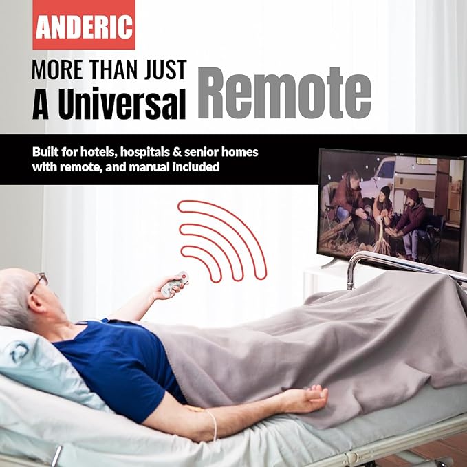 [10 Pack] Anderic Easy Big Button Universal TV Remote Control. Easy to Use, Learning, Glow Keys - Television & Cable Box Controller, Perfect for Assisted Living Elderly Care - White - RR1004