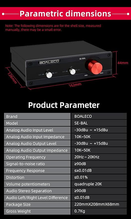 SE-BAL Audio Switch RCA XLR 2-IN-2-OUT HiFi Balanced Stereo Audio Switcher, Premium Selector Splitter Box with Volume Controller