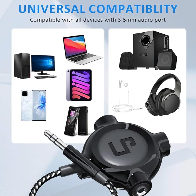 LP Headphone Splitter, Nylon-Braided 3.5mm Audio Stereo Splitter, Male to 3 Female Ports for MacBook, Mac, iPad, iPhone(≤6), iPod, Tablet, Laptop, PC, Earphone, Kindle, MP3 Player, Speaker & More