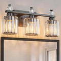 FDPBY Bathroom Vanity Lights 3-Light Sand Black Modern Crystal Vanity Light Fixtures Over Mirror Crystal Bathroom Vanity Lighting Fixtures