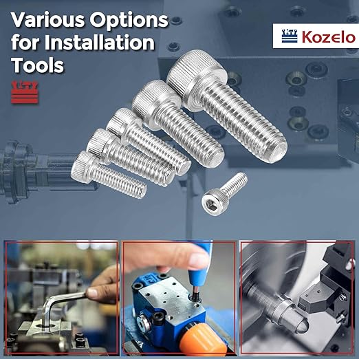 Kozelo 5pcs Socket Head Cap Screws - [M6-1 x 150mm] 304 Stainless Steel Allen Socket Drive for Electrical Motor 3D Printing Fan Engine Replacement Use, Silver