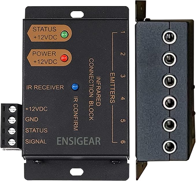 ENSIGEAR IR Repeater Kit, ir Repeater System, IR Remote Control Extender,Control 1 to 18Devices.Supports up to 100 Feet, Dual Sensors Receiver