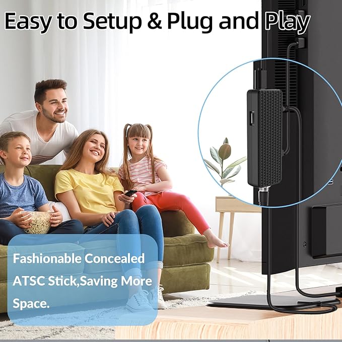 ZJBOX Digital Converter Box for TV,1080P ATSC tv Tuner Box with hdmi Output and 3RCA Cables Hidden Behind TV，with Power Adapter，2-in-1 Remote，TV Program Recording&Playback,USB Media Player