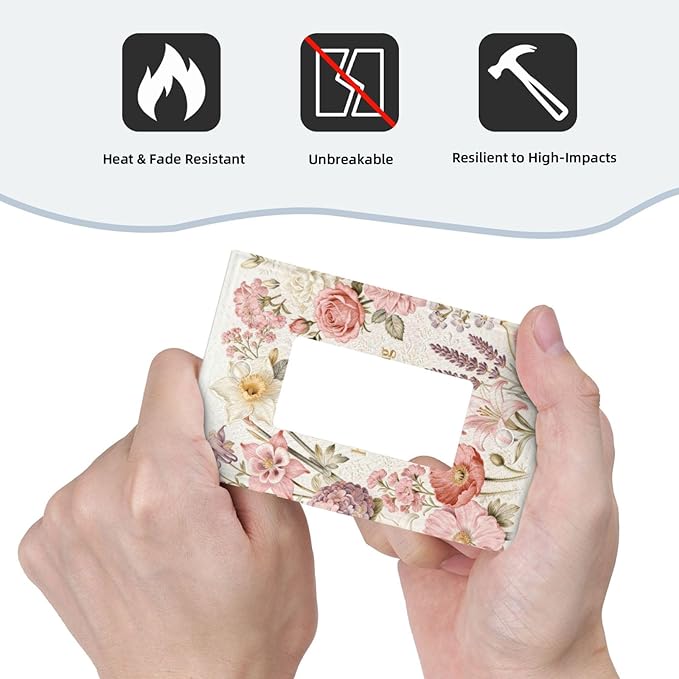 Bvtewkhz Floral Plant Watercolor Flowers 1 Gang Single Rocker Decorative Outlet Covers Light Switch Plate Electrical Receptacle Switchplate For Bathroom Kitchen Bedroom