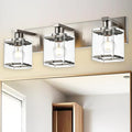 WINSHEN 3-Lights Bathroom Wall Light Fixtures E26 Bulb Base, Brushed Nickel Vanity Lighting Fixtures Over Mirror with Clear Glass Shades for Living Room Hallway Kitchen
