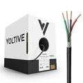 Voltive 14/4 Speaker Wire, in-Wall CL3 & Direct Burial, Black, 250ft - 14AWG, 4 Conductors, Stranded Oxygen-Free Copper, UL Listed - V-1209-3