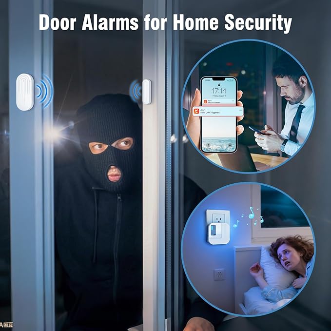 Door Chime,Sanjie WiFi Door Sensor Open Chime When Entering for Business/Home/Store/Office Alert Your Phone,Alarms for Kids Safety,500 FT Range,20 Ringtones ,3 Sensors 1 Receiver