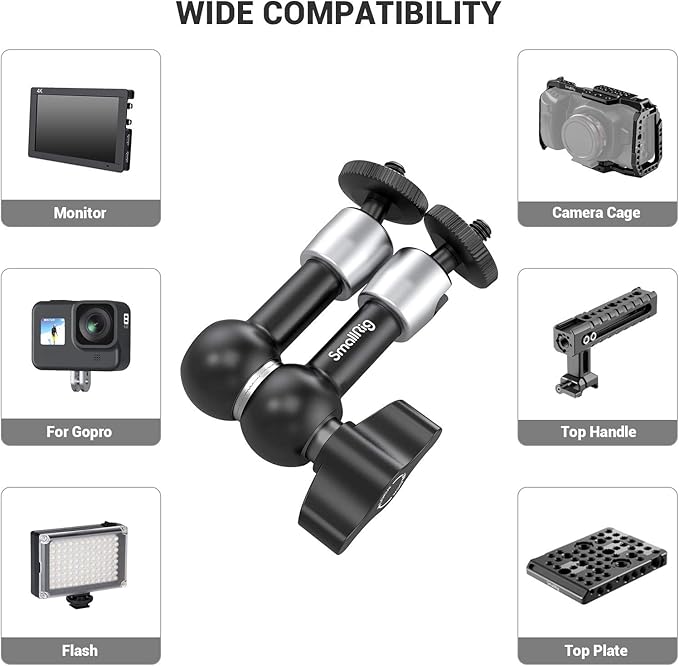 SmallRig 5.5 Inches Adjustable Friction Articulating Magic Arm, with Both 1/4" Screw for LCD Monitor/LED Lights