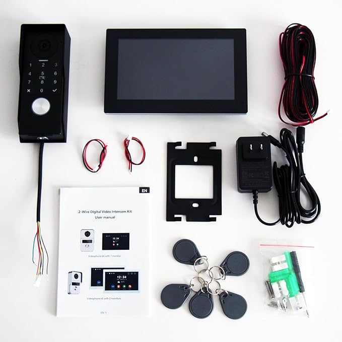KeonBell Video Door intercom 2-Wired, doorbell withCamera, Full HD Camera, Door intercomSupports Password, 7" WiFi Monitor andTuya APP, 2-Way Audio, Unlock for HomSecurity System