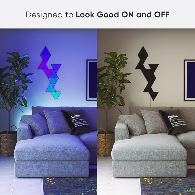 Nanoleaf Shapes WiFi and Thread Smart RGBW 16M+ Color LED Dimmable Gaming and Home Decor Wall Lights Smarter Kit