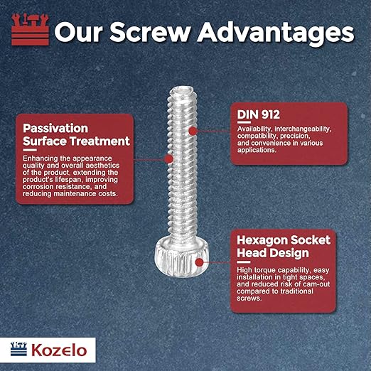 Kozelo 40pcs Socket Head Cap Screws - [M1.4-0.3 x 8mm] 304 Stainless Steel Allen Socket Drive for Electrical Motor 3D Printing Fan Engine Replacement Use, Silver