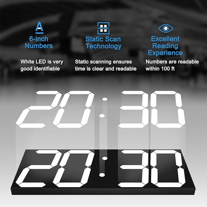 CHKOSDA LED Large Digital Wall Clock, Oversize Wall Clock with 6” Numbers, Remote Control Count up/Countdown Timer Clock, Auto Dimmer, Big Calendar and Thermometer(White)