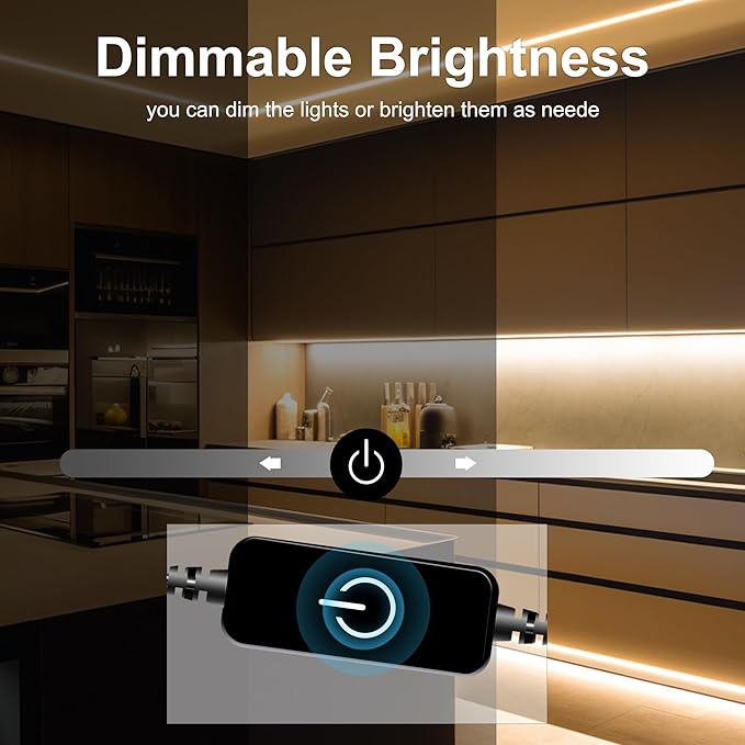 Pandery COB LED Strip,LED Strip Lights 5M/16.4ft,Touch Dimmable LED Strips,CRI90+,3000K Warm White cob led,1600LEDs,24V LED Tape Lights,Indoor for Bedroom, Kitchen, TV, Mirror,Cabinet
