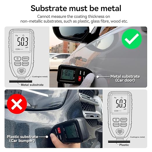 Car Coating Thickness Meter for Used Car Buyers, Paint Mil Thickness Meter Gauge Check The Car’s Original Coating Auto Car Paint Meter (Black)