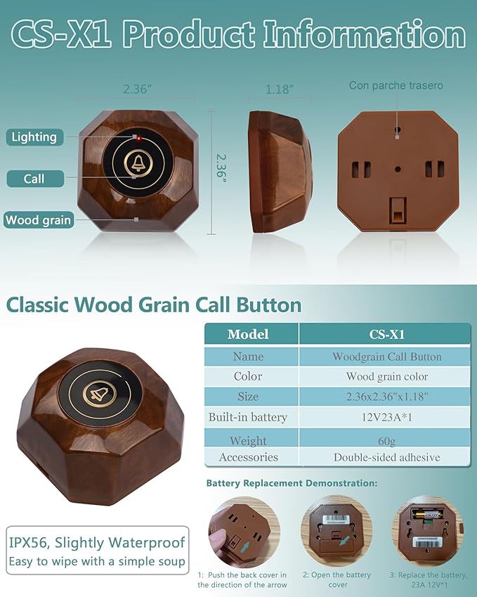 Restaurant Pager System Wireless Calling System with 1 Number Display and 10 Waterproof Call Buttons for Restaurant Bar Cafe Customer Service