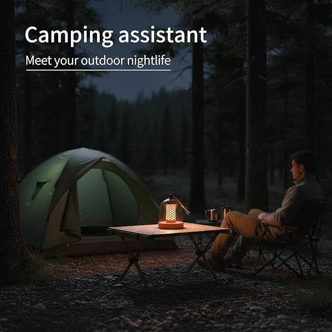 MKLK Camping Lantern, IPX4 Waterproof Touch Control LED Night Light, USB Rechargeable & Long Lasting Battery, Portable Hanging Tent Lamp for Outdoor Camping Hiking Backpacking,Orange
