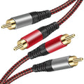 Tiierzon RCA Cable 20Ft,2Rca Male to 2-RCA Male Audio Stereo Subwoofer Cable [Hi-Fi Sound] Nylon-Braided Auxiliary Audio Cord for Home Theater, HDTV, Amplifiers, Hi-Fi Systems,Speakers and etc (20Ft)