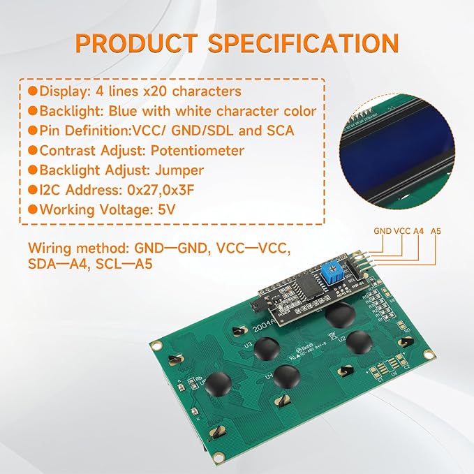 HUAREW 2pcs I2C IIC TWI 2004 Serial LCD Display Module 20x4 Compatible with Arduino Raspberry Pi