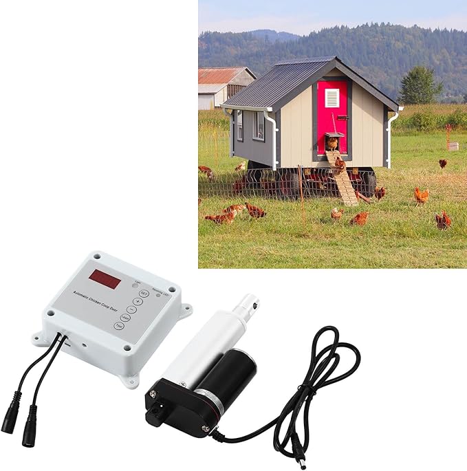 Cunyuer Automatic Chicken Coop Door Opener, Timing Photosensitive Remote Door Closer, Auto Chicken Cage Gate Opener Closer Remote Control Kit
