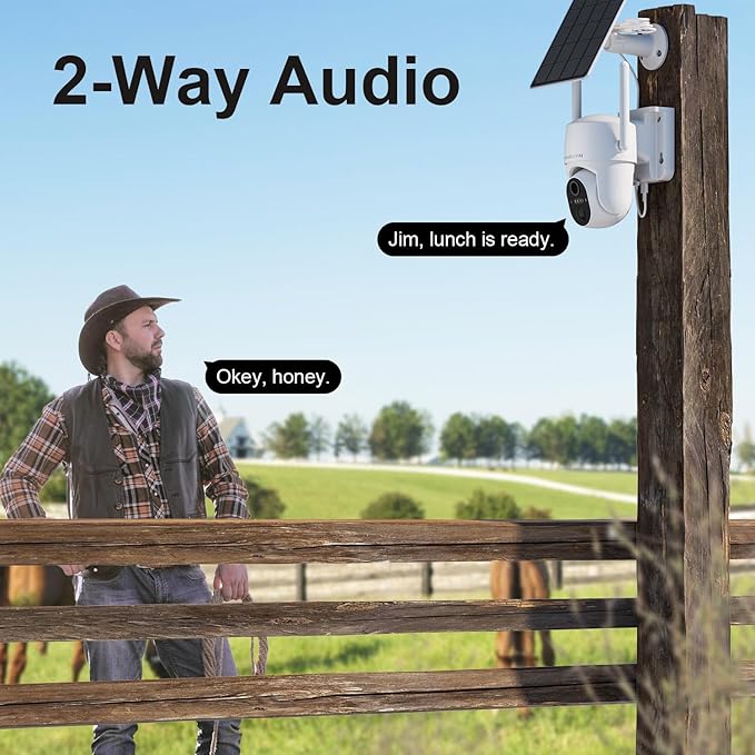 HOSAFE.COM 4G LTE Cellular Security Camera Outdoor, No WiFi Security Camera Outside, Wireless Security Cameras Outdoor Solar Powered, 360 Ptz, Human Sensor, 2K HD, 2-Way Talk, IP66, 2 Pack