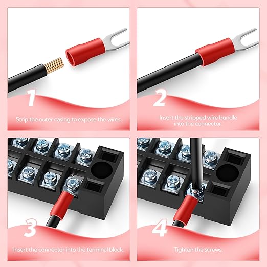 GAGIRA 6 Sets Terminals Block Strips, 6Pcs 25A 600V 12 Positions Screw Terminal Block + 12Pcs Insulated Terminals Barrier Strip + 70Pcs Wire Connector + Screwdriver
