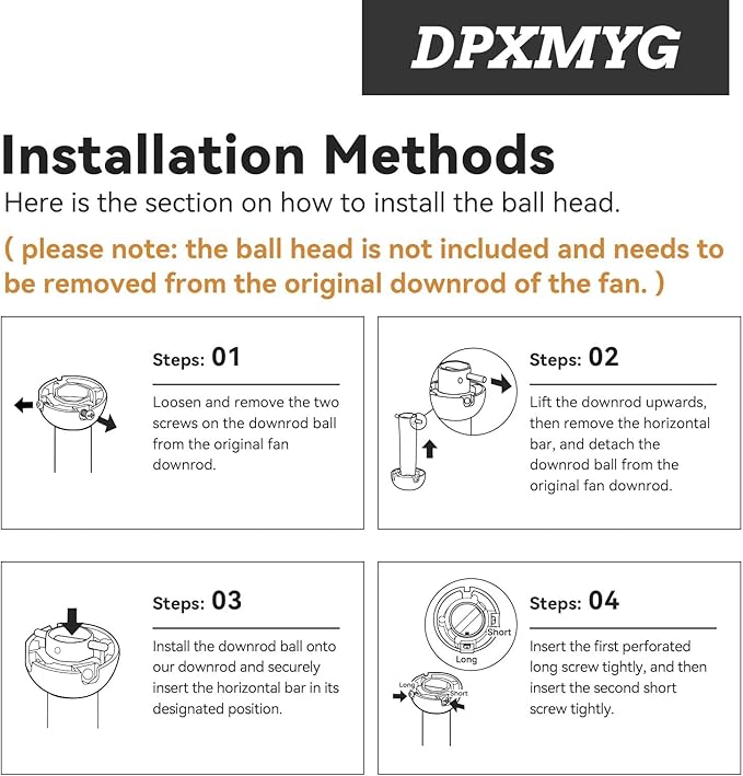 DPXMYG 36 inch Ceiling Fan Downrod with Extension Cord, 3 FT Gold Downrod for Ceiling Fan, 1 inch Outside Diameter, Boom Suitable for a Wide Range of Fans (Gold, Not Threaded)