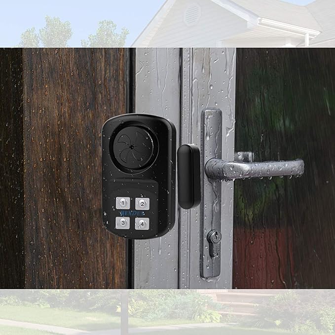HENDUN Outdoor Door Alarm with Remote Keypad, Waterproof IP67,Inground Pool Safety Alarm,Gate Open Sensor, 140 dB Super Loud, Prying Door Entrance Alert (1 Pack)