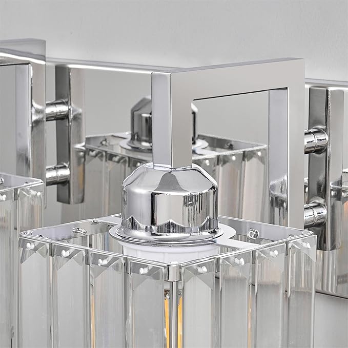 FDPBY Modern Bathroom Vanity Light 6-Lights Chrome Crystal Wall Lamp Bathroom Modern Crystal Vanity Lighting