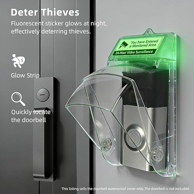 Dgyezhao Clear Outdoor Plastic Flip Doorbell Rain Cover,Camera Cover protector,weather shield Compatible doorbell accessories