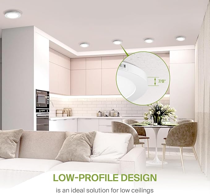 ASD LED 12" Round Flush Mount Ceiling Light Fixture, Low Profile Surface Lighting | 5CCT, Motion Sensored, Ultra-Thin, ETL Listed | 24W 1700LM 2700-6000K 120V | Kitchen, Hallway Lamp | White
