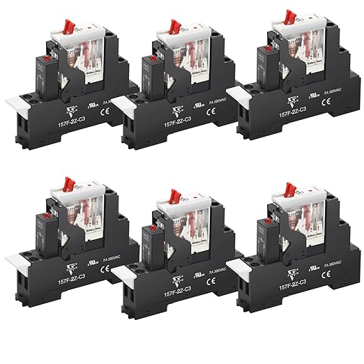 UL Listed 6Pcs 24VAC Relay Electromagnetic Power Relay 8Amp 8Pins DPDT with Test Button, Indicator Light Module and Socket Base 2NO 2NC AC 24V