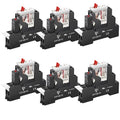 UL Listed 6Pcs 24VAC Relay Electromagnetic Power Relay 8Amp 8Pins DPDT with Test Button, Indicator Light Module and Socket Base 2NO 2NC AC 24V