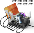 Charging Station for Multiple Devices,75W 6 Port Multi USB C Fast Charger Station with 7 Mixed Charging Cables,USB Charging Dock Compatible with iPhone, Samsung, iPad, Tablet and More