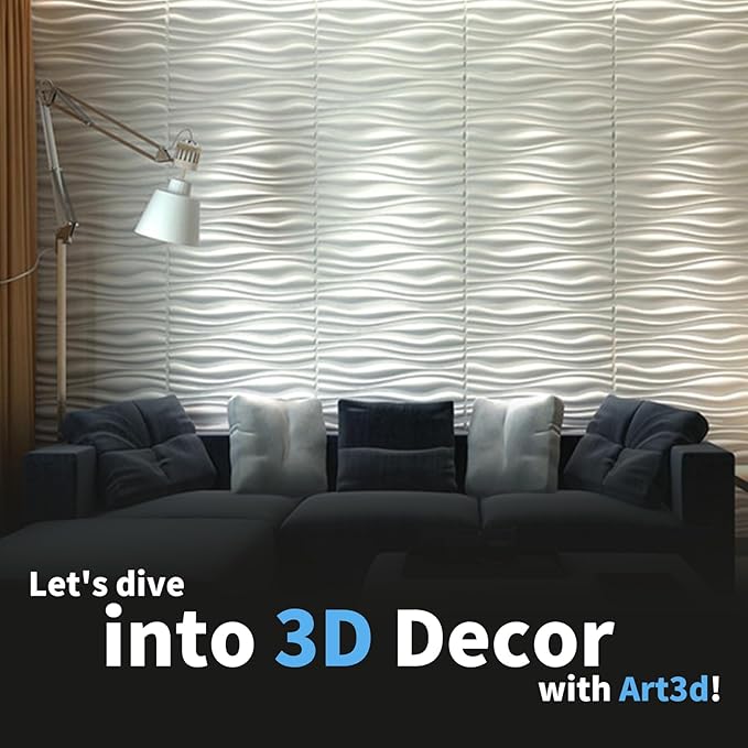 Art3d Decorative 3D Wall Panel, 32 Sq.FT PVC Interior Wall Decor for Living Room, Bedroom, Lobby, Office, Shopping Mall, White