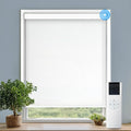 COOLWINDS Motorized Blinds with Remote Cordless Automatic Motorized Shades Custom Blinds for Windows Smart Curtains Compatible with Alexa Google Home(Light Filtering Jacquard White,W55 x H72in)
