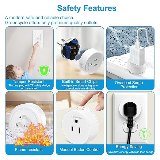 Remote Control Outlet,Greencycle Remote Light Switch and 4 Plugs,Wireless Light Switch,500ft Range,No Wiring Needed,15A/1500W for Household Appliances,FCC Certified,White