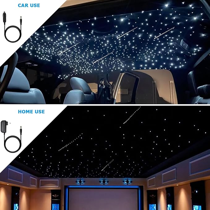 AMKI16W Bluetooth Twinkle Fiber Optic Star Ceiling Lights Lamp Kit, LED RGBW Engine Driver APP/Remote Control (430pcs(0.03in+0.04in+0.06in)9.8ft+Meteor)