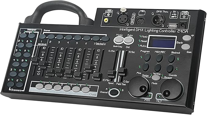 DMX Lighting Console, 240 Channels DMX 512 Controller for dj Lights, Equipped with USB Data Backup Function Black