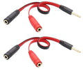 zdyCGTime 3.5mm Audio Y Splitter Cable 4-Pole 3.5mm AUX Male to 2x3.5mm Female Headset Mic & Stereo Y Splitter Cable for PC Computer Y Splitter Audio Flat Cable(20CM)(Red, Black)