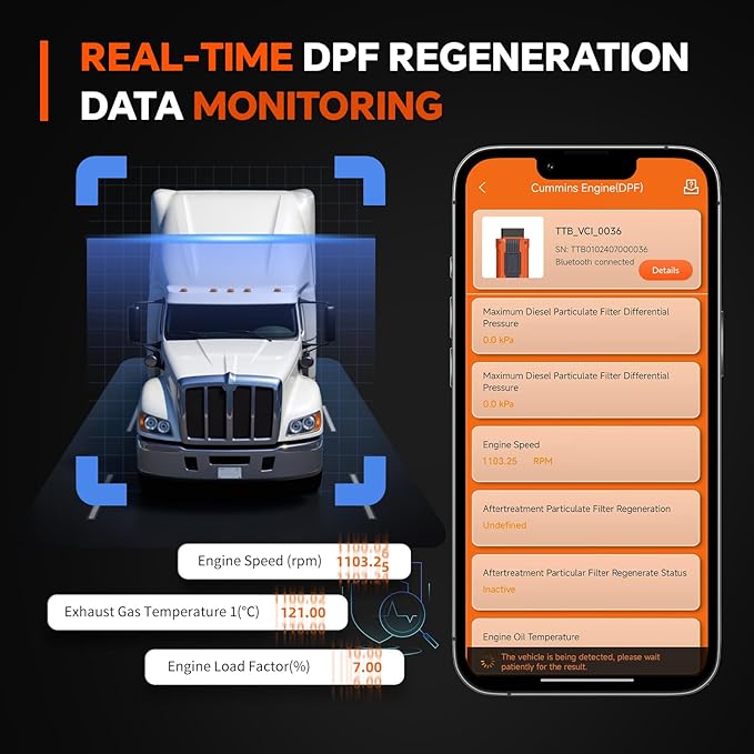 TopTekk Heavy Duty Truck Essentials for DPF Regeneration and Condition Reset Tool, Compatible with International/Maxxforce Engines, One-Click Regen