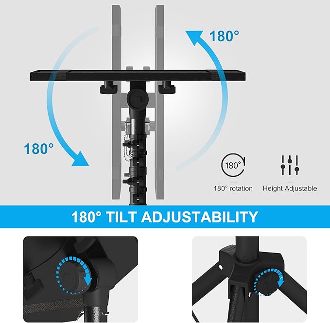 DECOSIS Projector Stand Tripod Adjustable, Laptop Height from 23.5 to 63.5 inches with Gooseneck Phone Holder, Floor for Office, Home, Stage, Studio, DJ Racks Holder Mount, 23.5inch-63.5inch