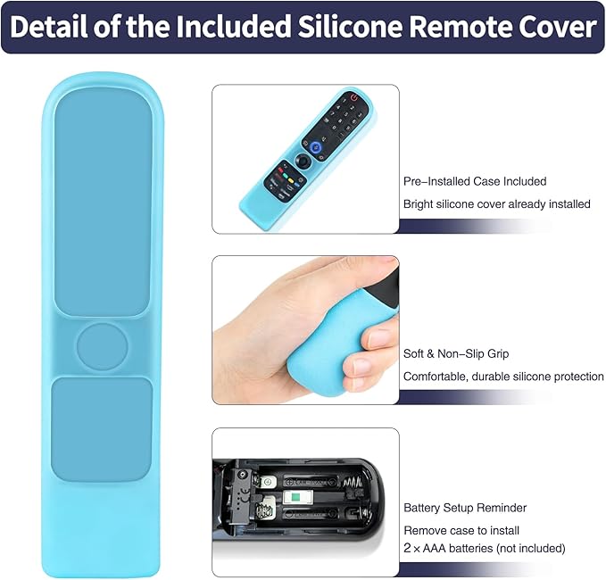 Replacement Voice Magic Remote for LG Smart TVs 2019–2024 with Glow-in-The-Dark Blue Protective Case, Compatible with AN-MR20GA/21GA/22GA/23GA/24GA Magic Remote with Pointer